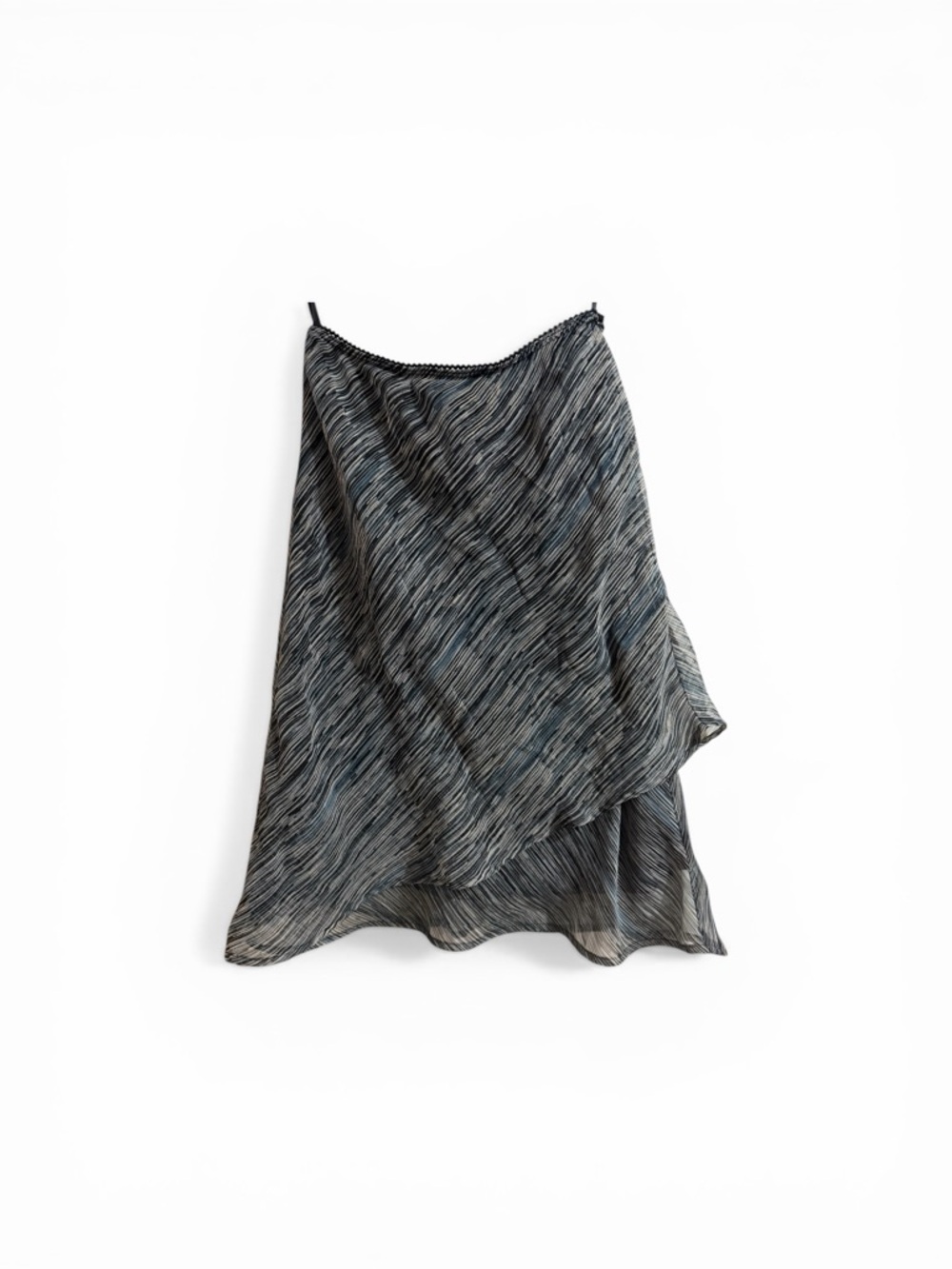Source Unknown Asymmetrical Black and Gray Textured Skirt